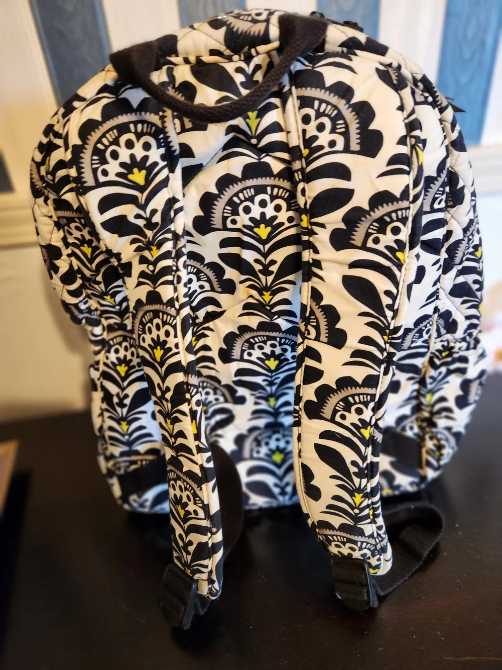 Vera Bradley Black White and Yellow Quilted Backpack